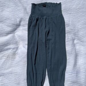 Hatch Smocked High-Waist Blue Grey Harem Pants Women’s Maternity or Post Partum